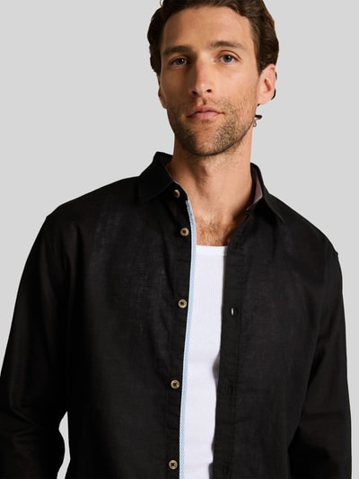 Tom Tailor Regular Fit Freizeithemd aus Leinen-Baumwolle-Mix Black 3