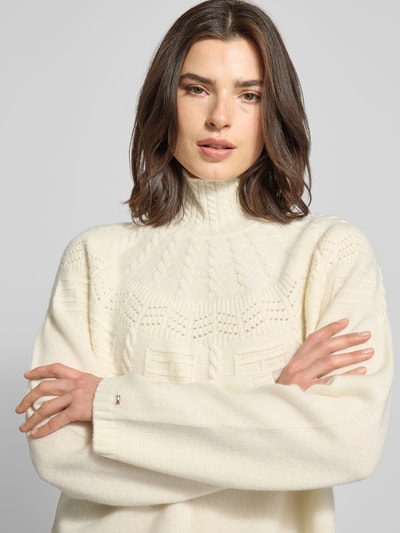 Tommy Hilfiger Relaxed fit coltrui van zuivere wol Ecru - 3