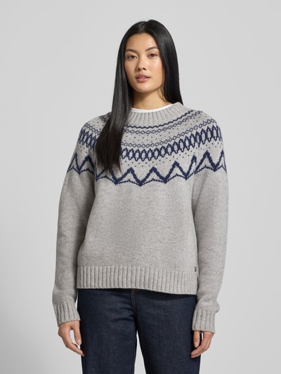 Fynch-Hatton Regular fit pullover van zuivere wol in gebreide look Lichtgrijs gemêleerd - 4