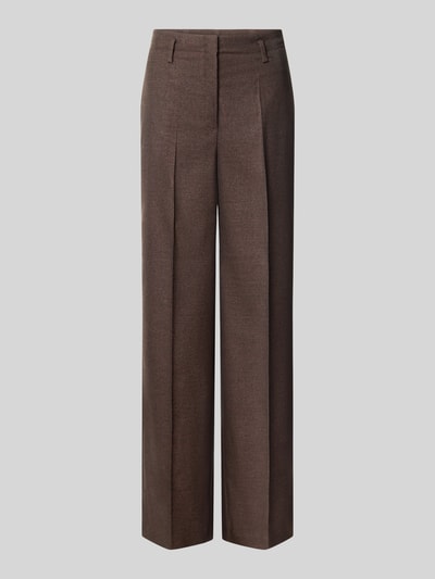Produktfoto, Bootcut Hose mit Bügelfalten von MORE & MORE, braun, fein strukturierter Stoff, Bund und weite Beine, Viskose-Mix