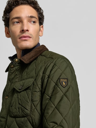 Polo Ralph Lauren kurtka pikowana o kroju regular fit z listwą z zatrzaskami Oliwkowy 3