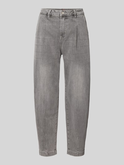 Produktfoto, szare jeansy z miękkiego bawełnianego denimu z dodatkiem wiskozy, Regular Fit Barrel Jeans aus Baumwoll-Mix mit Viskose-Anteil Modell 'Ballon Str Denim' von Buena Vista, jeansy damskie