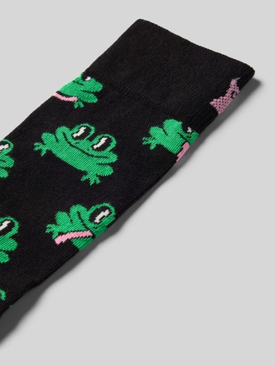 Happy Socks Sokken met motiefstitching, model 'Frog' Zwart - 2