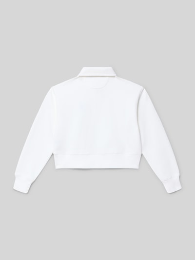 Produktfoto, Regular Fit Sweatshirt aus Baumwoll-Mix von Polo Ralph Lauren Teens, Optik: Unifarben, Polokragen, Langarm, gerippter Ärmel- und Rumpfabschluss, Materialverarbeitung: Sweat, Farbe: weiß