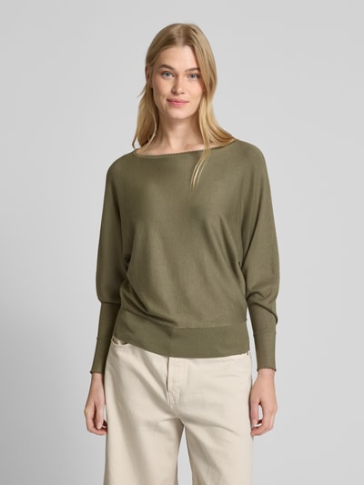 Zero Strickpullover mit U-Boot-Ausschnitt Khaki 4