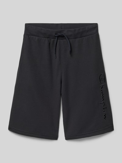 Produktfoto, Sweatshorts mit Label-Stitching und elastischem Bund von CHAMPION in Dunkelgrau, Relaxed Fit, glatte Baumwoll-Mix-Textur