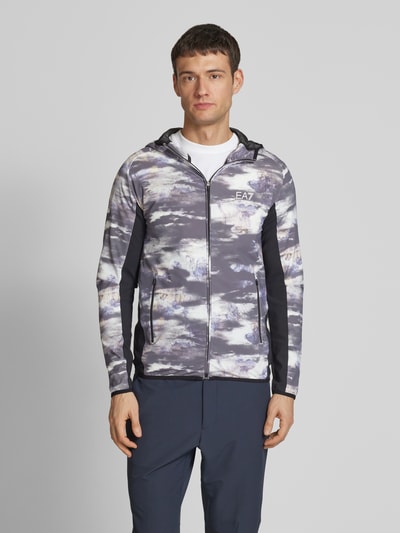 EA7 Emporio Armani Sweatjack met labelprint, model 'VIGOR' Middengrijs - 4