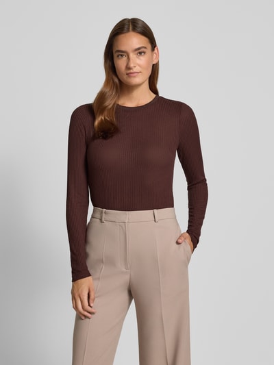 OPUS Shirt met lange mouwen en ronde hals, model 'Sumelika' Bordeaux - 4