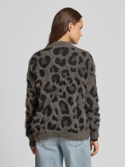 Noisy May Strickjacke mit Kunstfellbesatz Modell 'FLYNN' Dunkelgrau Melange 5