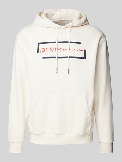 Tom Tailor Denim Regular Fit Hoodie mit Baumwolle und Label-Print Beige 2