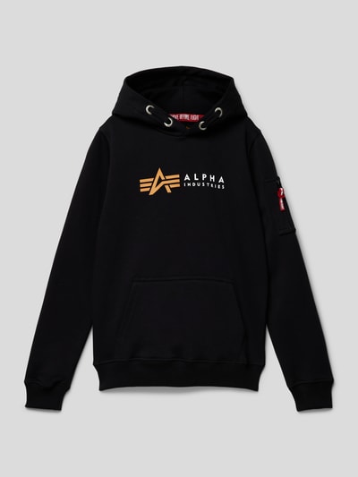 Alpha Industries Hoodie mit Label-Print Black 1