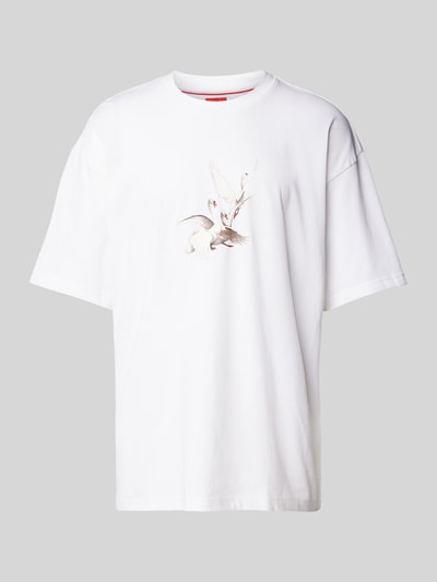 HUGO T-Shirt mit Motiv-Print Modell 'Asil' Weiss 2