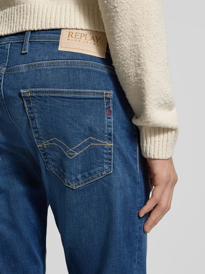 Replay Straight fit jeans met steekzakken, model 'GROVER' Jeansblauw - 3