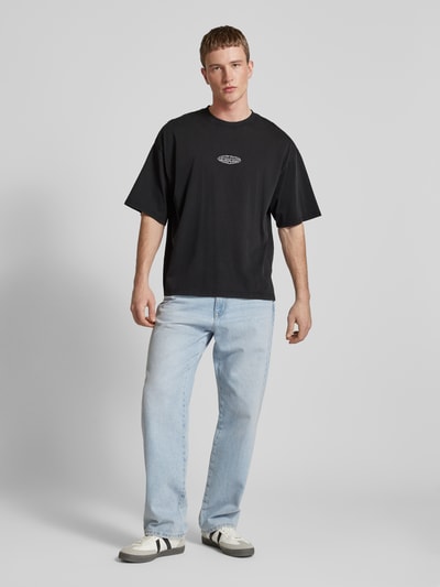 REVIEW Oversized T-Shirt mit Label-Stitching Black 1