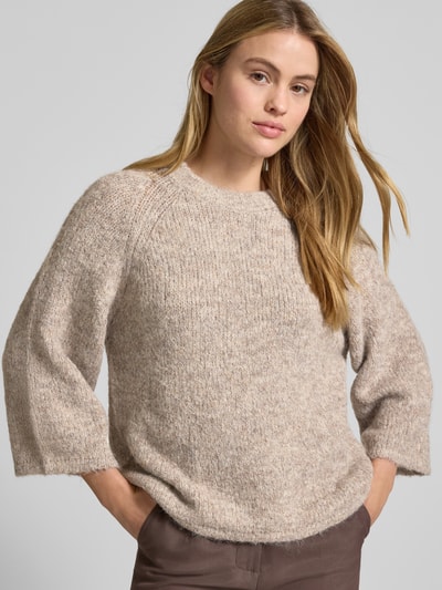 FREE/QUENT Gebreide pullover met ribboorden Zand - 3