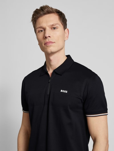 BOSS Green Poloshirt met labeldetail, model 'Philix' Zwart - 3