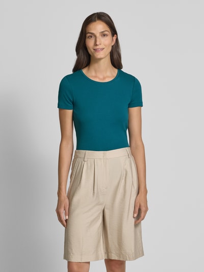 Christian Berg Woman T-shirt met geribde ronde hals Petrol - 4