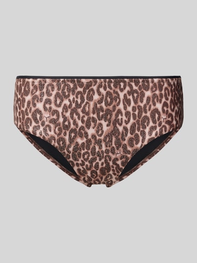 Produktfoto, Mid Waist Bikini-Slip im Animal-Look von JOOP! Collection, Material-Mix mit Stretch-Anteil, körpernahe Passform, braun-schwarz.