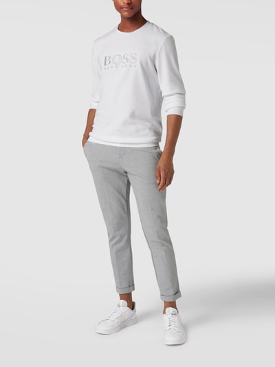 BOSS Sweatshirt met labelstitching, model 'Velour Sweatshirt' Wit - 1