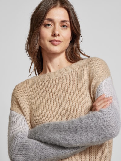 Luisa Cerano Gebreide pullover met extra brede schouders Camel - 3