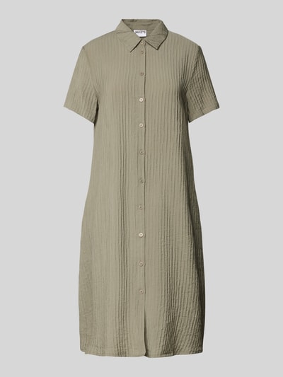 Jake*s Casual Knielange overhemdjurk met structuurmotief Lindegroen - 2