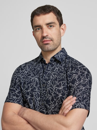 Tom Tailor Regular fit vrijetijdsoverhemd van een mix van linnen en katoen Donkerblauw - 3