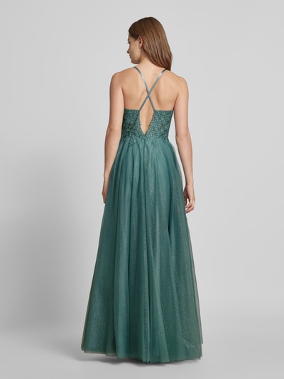 Luxuar Abendkleid mit Strasssteinbesatz Gruen 5