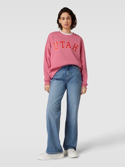 Pieces Sweatshirt mit Motiv-Print Modell 'MALIAH' Rosa 1