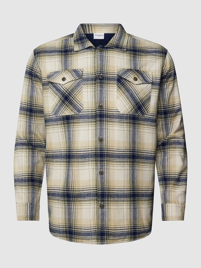 Jack & Jones Plus PLUS SIZE overshirt met borstzakken, model 'EDDIE' Beige - 2