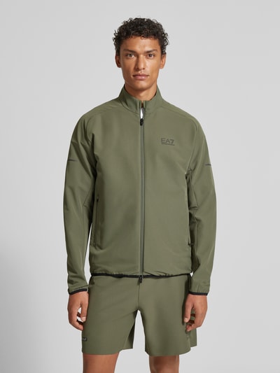 EA7 Emporio Armani Regular Fit Sweatjacke mit Logo-Print Modell 'Ventus' Schlamm 4