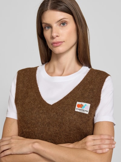 American Vintage Pullunder mit gerippten Abschlüssen Modell 'NENYBAY' Mittelbraun 3