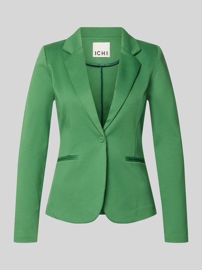 Produktfoto, Blazer mit Viskose-Anteil Modell 'Kate' von ICHI in kräftigem Grün, taillierte Passform, elastisches Material, Reverskragen, Paspeltaschen