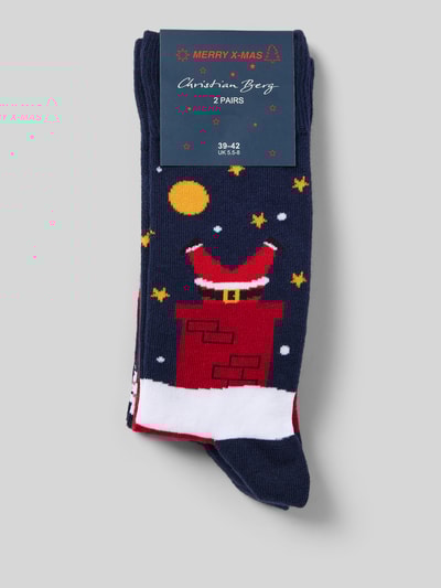 Christian Berg Men Socken mit geripptem Abschluss Marine 3