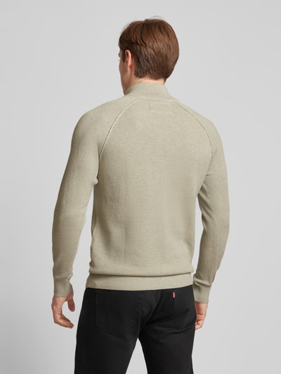 s.Oliver RED LABEL Regular Fit Strickpullover aus reiner Baumwolle mit Troyer-Kragen Beige 5