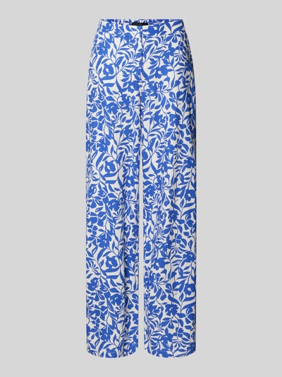 Produktfoto, Wide-Leg-Pants mit französischen Eingrifftaschen von Betty Barclay aus Leinen-Mix mit Viskose-Anteil, florales blau-weißes Muster.