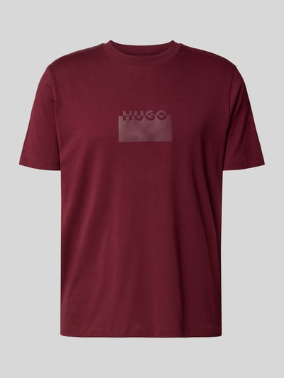 HUGO Regular fit T-shirt van katoenen jersey, model 'DELASTIO' Bordeaux - 2
