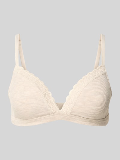 Produktfoto, BH ohne Bügel mit Spitzendetails von Jake*s Casual in Beige mit feiner, gerippter Struktur und Spitzenkante.