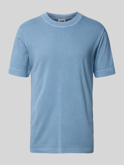 Drykorn T-Shirt mit geripptem Rundhalsausschnitt Modell 'RAPHAEL' Blau 2