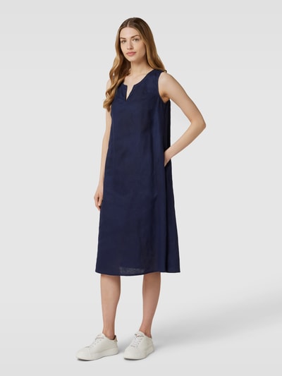 ROBE LÉGÈRE Linnen jurk met V-hals Marineblauw - 1