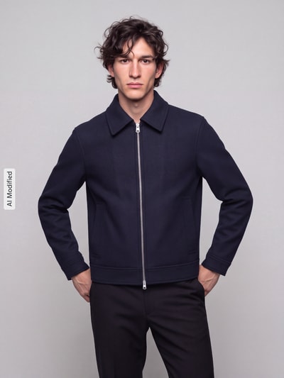 Selected Blouson aus Woll-Mix mit Zweiwege Reißverschluss Marine 4