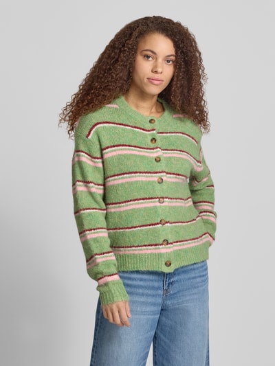 Topshop Cardigan mit Streifenmuster Modell 'CARO' Hellgruen Melange 4