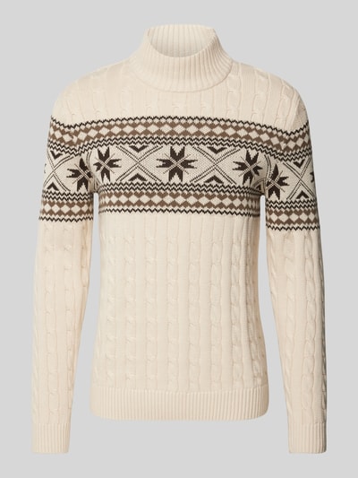 SELECTED HOMME Strickpullover mit gerippten Abschlüssen Modell 'FLAKE' Beige 2