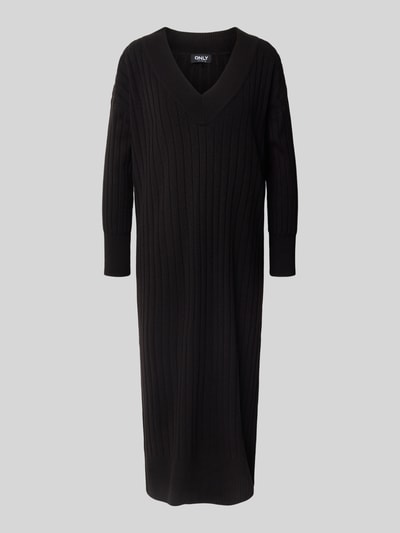 Only Soepele gebreide jurk met V-hals, model 'NEW TESSA' Zwart - 2