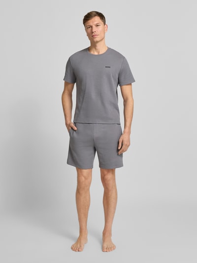 BOSS Regular Fit Sweatshorts aus Baumwoll-Mix Modell 'WAFFLE' Dunkelgrau 1