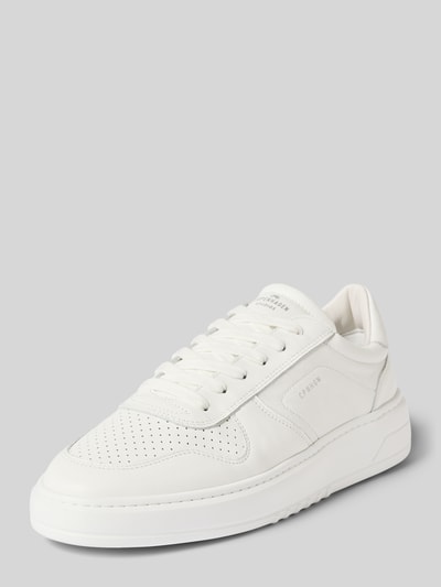Produktfoto, Sneaker aus echtem Leder mit Logo-Print von Copenhagen in Weiß, abgerundete Passform, Schnürverschluss, profilierte Sohle, 4 cm Absatzhöhe, Schafthöhe 7 cm, Schaftweite 9 cm