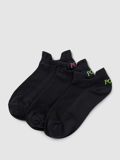 Polo Ralph Lauren Sneakersocken mit  Label-Print im  3er-Pack Modell 'DOUBLE' Black 1