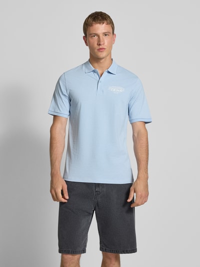 Jack & Jones Regular fit poloshirt met knoopsluiting, model 'MAKOTO' Lichtblauw - 4