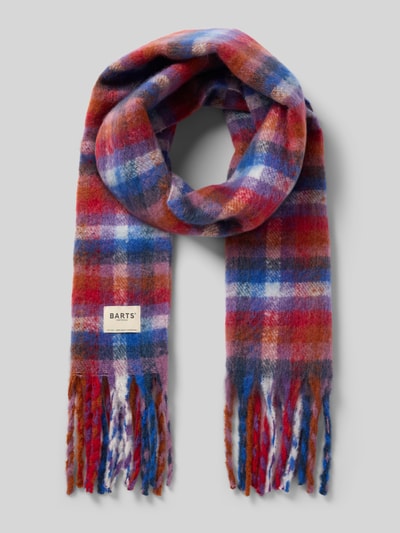 Produktfoto, Schal mit Allover-Muster Modell 'Plaity Scarf' von Barts w odcieniach czerwieni, niebieskiego i brązu, miękka tekstura, damski szal od Barts