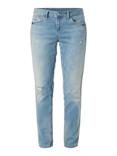 Liu Jo White Regular Fit 5-Pocket-Jeans mit Zierperlen Jeansblau 1