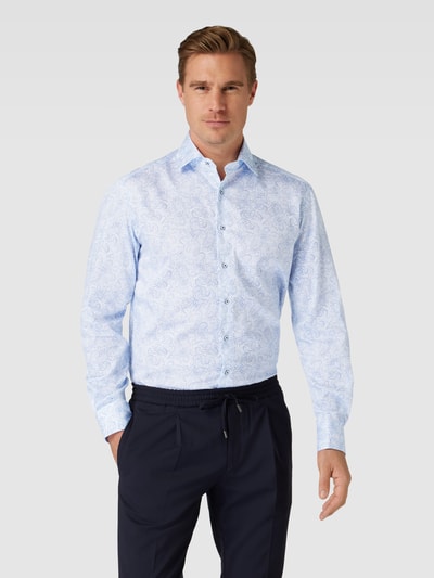 Eterna Comfort Fit Business-Hemd mit Paisley-Muster Bleu 4